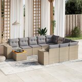 Maison Chic Seti vrtnega pohištva - Vrtna garnitura - Vrtni pohištvo set 11-delna z blazinami bež poli ratan, (21809132) | Shoptok.si