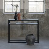 Spinder Design Črna stranska mizica s hrastovo mizno ploščo 30x120 cm Daniël – | Shoptok.si