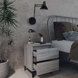 vidaXL noćni ormarić s metalnim nogama boja sivog hrasta 40x35x50 cm | shoptok.hr