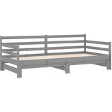  Dnevni ležaj na izvlačenje 2 x (90 x 200) cm sivi od borovine Siva | Shoptok.si