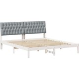 vidaXL Posteljni okvir z oblazinjenim vzglavjem Bela 180 x 200 cm | Shoptok.si