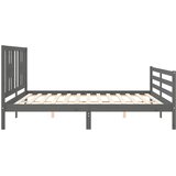  Okvir za krevet s uzglavljem sivi 200 x 200 cm od masivnog drva | shoptok.hr