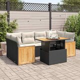 vidaXL 7-dijelni set vrtnih sofa od poliratana s jastucima crni bagrem Cijene