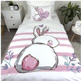 Jerry Fabrics Bela/rožnata bombažna otroška posteljnina za otroško posteljico 100x135 cm Bunny "Sweet" – | Shoptok.si