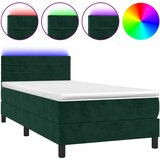  box spring s madracem LED tamnozeleni 90x200 cm baršun | shoptok.hr
