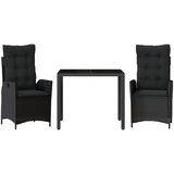  3-dijelni vrtni blagovaonski set s jastucima od poliratana crni Crna 90 cm table length | shoptok.hr