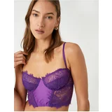 Koton Lace Bralet Underwire Unfilled Capless Satin Detailed
