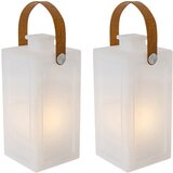 QAZQA Set van 2 tafellamp wit flame effect oplaadbaar IP44 - Stard Cene