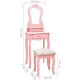 vidaXL Toaletni stolić sa stolcem rozi 50x59x136 cm drvo paulovnije | shoptok.hr