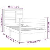  Posteljni okvir bel iz trdnega lesa 75x190 cm 2FT6, (20884373) | Shoptok.si