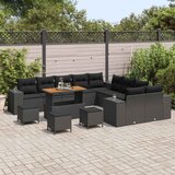  Sjedeća garnitura za vrt s jastukom 14 pcs Crna poliratan | shoptok.hr