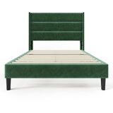 Lumor Oblazinjena postelja iz žameta - 90x200 cm - Sodobni stil - Zelena, (22156315) Cene