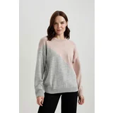 Defacto Relax Fit Crew Neck Color Block Sweater