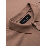 Ombre Men's polo shirt with zipper neckline - light brown | shoptok.hr