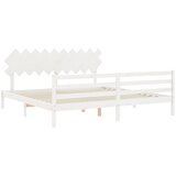  Okvir za krevet s uzglavljem bijeli 200x200 cm od masivnog drva | shoptok.hr