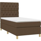  Box spring postelja z vzmetnico LED temno rjava 80x200 cm blago, (20937100) | Shoptok.si