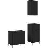 vidaXL Komplet pohištva za kopalnico 3 pcs Črna 39.5 x 36 x 88 cm, (5000064609) Cene