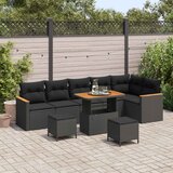  Sjedeća garnitura za vrt 9 kom. Crna poliratan 90 x 55 x 71 cm | shoptok.hr