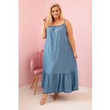 Kesi Włoski Plus Size women's dress with straps and ruffle denim | Shoptok.si