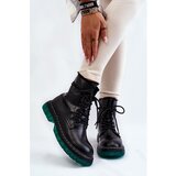 Kesi Women's Lace Up Boots With Green Sole Black Trinah Cene