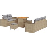  8-delni vrtni sofa set z blazinami bež poli ratan akacija | Shoptok.si