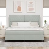 Box Spring Krevet s Madracem - Svijetlosiva 180x200 cm Baršun | shoptok.hr