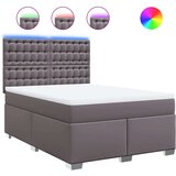 vidaXL Box spring postelja z vzmetnico siva 140x190 cm umetno usnje | Shoptok.si