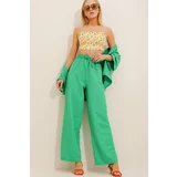 Trend Alaçatı Stili Women's Green Elastic Waist Comfort Fit Aerobin Trousers