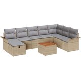  9-delni vrtni kavčni set s blazinami Bež poli ratan | Shoptok.si