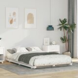 vidaXL Posteljni okvir Bela 140 x 190 cm Trdna borovina | Shoptok.si
