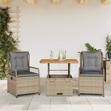 vidaXL 3-dijelni vrtni blagovaonski set od poliratana s jastucima bež | shoptok.hr