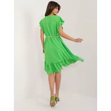 Fashion Hunters Light green flared dress with ruffles