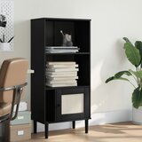  Regal za knjige SENJA izgled ratana crni 60x35x130 cm borovina | shoptok.hr