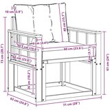  2 Komad Set vanjskih sofa Čvrsto drvo akacije i Textilene - Prirodna i crno Mreža | shoptok.hr