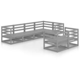 Maison Chic Seti vrtnega pohištva - Vrtna garnitura - Vrtni pohištvo set 7-delna siva trdna borovina, (21801336) | Shoptok.si