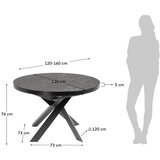 Kave Home Crni okrugao proširiv blagovaonski stol s keramičkom daskom ø 160 cm Vashti – | shoptok.hr