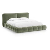 Micadoni Zelena oblazinjena zakonska postelja s prostorom za shranjevanje z letvenim dnom 200x200 cm Solange – | Shoptok.si