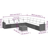  10-dijelni set vrtnih sofa s jastucima crni od poliratana | shoptok.hr