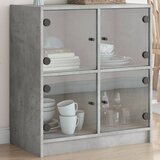 vidaXL Bočni ormarić sa staklenim vratima boja betona 68x37x75 5 cm Cijene