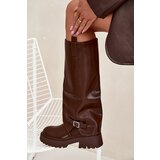 Boto Insulated boots with rolled shaft and buckle chocolate Fiorae | shoptok.hr