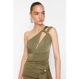 Trendyol X Zeynep Tosun Khaki Window Detailed Knitted Snake Accessory Bodysuit | shoptok.hr