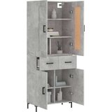 vidaXL Visoka komoda siva betona 69 5x34x180 cm od konstruiranog drva | shoptok.hr