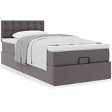 vidaXL Otomanski posteljni okvir z vzmetnico siv 100x200 cm um. usnje | Shoptok.si