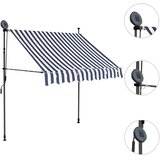 Tenda na ručno uvlačenje s LED svjetlima 150 cm plavo-bijela | shoptok.hr