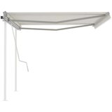 vidaXL Ročno zložljiva tenda s stebrički 4x3,5 m krem | Shoptok.si
