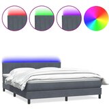 vidaXL Box spring postelja z vzmetnico temno siva 180x210 cm žamet | Shoptok.si