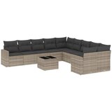  11-dijelni set vrtnih sofa poliratan s jastucima svijetlosivi | shoptok.hr