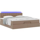  Otoman krevet s madracima i LED 160x200cm umjetna koža - Boja cappuccina 160 x 200 cm | shoptok.hr