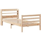 vidaXL Okvir kreveta s uzglavljem 90 x 200 cm od masivne borovine | shoptok.hr