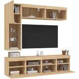 vidaXL Stenske TV omarice z LED lučkami 7 kosov sonoma hrast | Shoptok.si